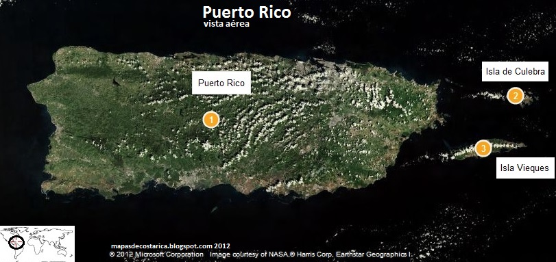 Mapa de Puerto Rico, vista aérea